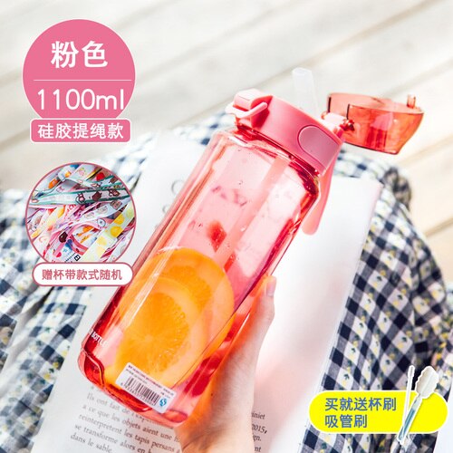 Transparent enkel vattenflaska kawaii söt snygg liten bärbar vattenflaska miljövänlig utomhus frasco drinkware  ab50wb: S -1100ml