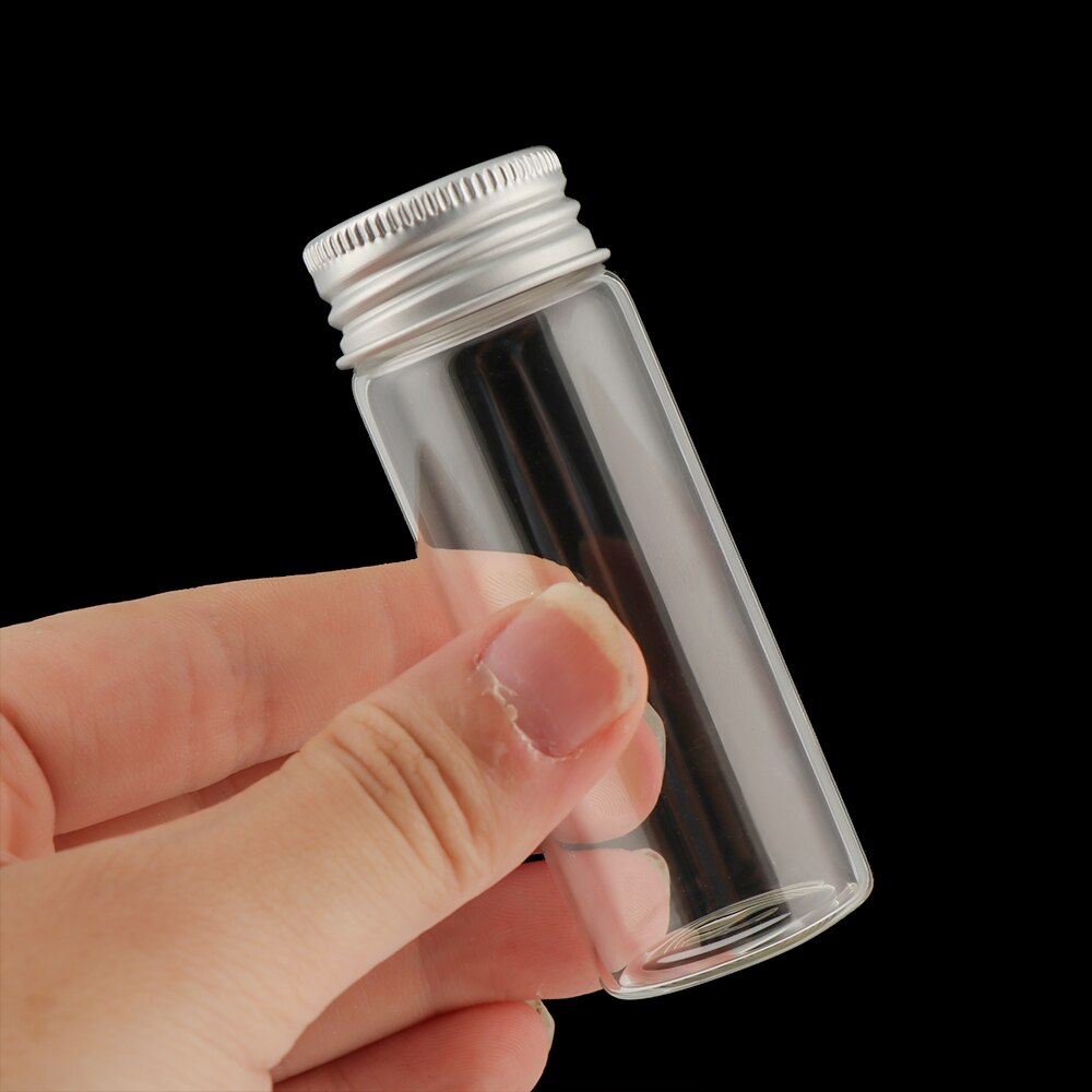 5Pcs Small Drift Bottle Glass Jars Decor Aluminum Cap Bottle Rainbow Wishing Bottle DIY Containers Mini Message Vials Ornaments