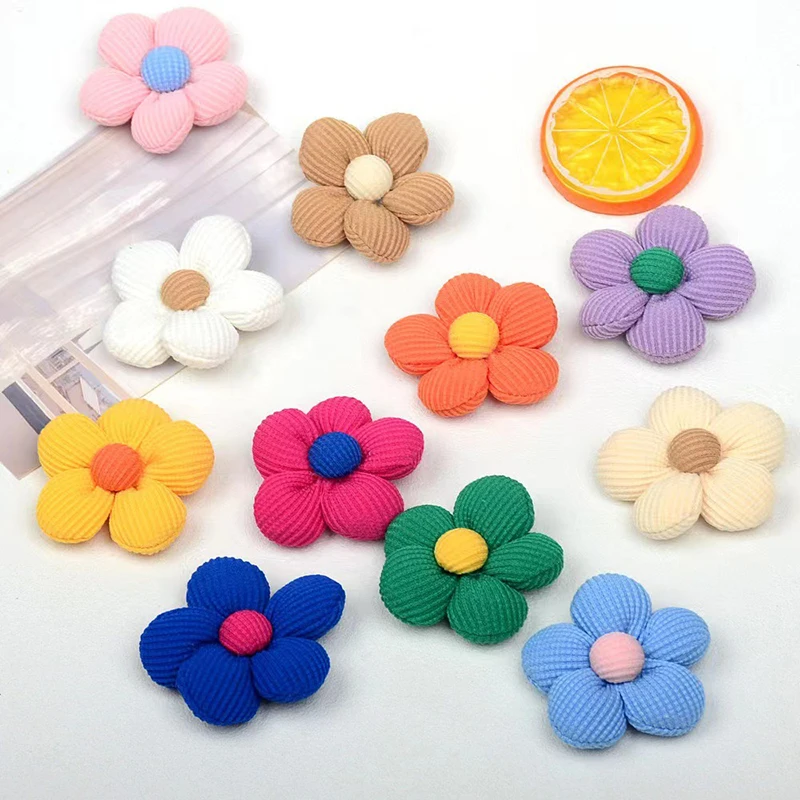Flores para manualidades, 10 piezas, relleno de flores, tela de algodón hecha a mano, apliques acolchados, tocados, horquilla, parches, manualidades DIY