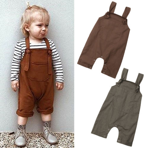 Sommer nyfødt baby drenge bukser hagesmæk bukser ærmeløs strop romper overalls outfits tøj 0-18m