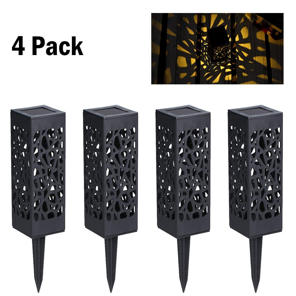 Solar Lawn Light Decoration Garden Hollow Lawn Lamp Outdoor Soalr Garden Lights Pathway Light Waterproof led Solar Garden Light: 4 pack