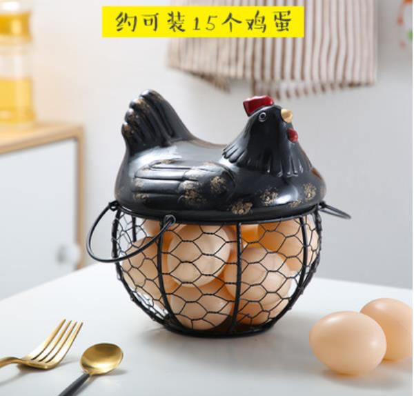 Ceramic Egg Holder Organizer Storage Basket Egg Basket Fruit Container Ceramic Hen Orament Decorative Kitchen Basket Egg Storage: Black