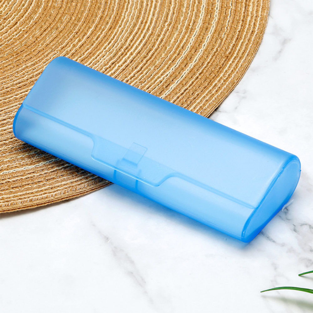 1Pcs Portable Plastic Semi-Transparent Glasses Case PP Glasses Eyeglass Box for Men Women: blue