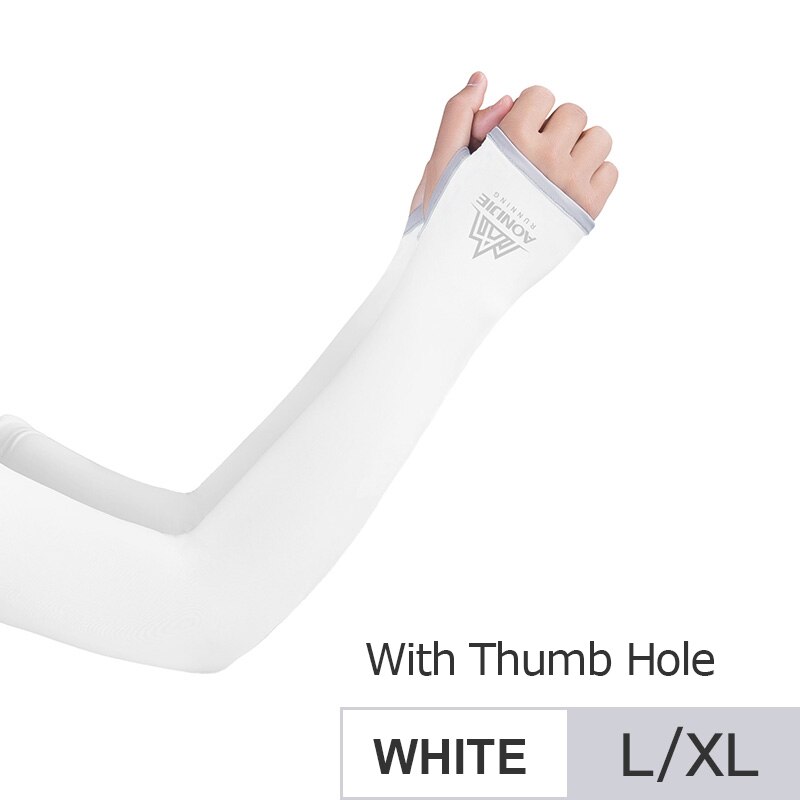 AONIJIE E4117 One Pair UV Sun Protection Cooling Arm Sleeve Cover Arm Cooler Warmer Trail Marathon Running Golf Cycling Driving: E4117 LXL White
