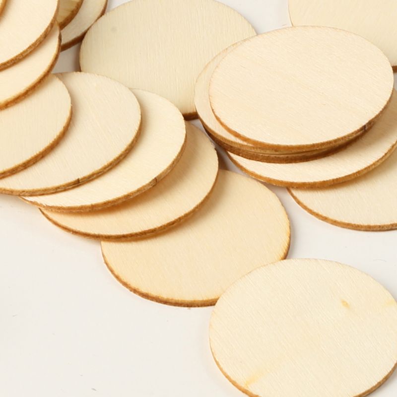 50Pcs Blank Natuurlijke Stukken Hout Slice Ronde Unfinished Houten Discs Ornamenten Diy Ambachten Centerpieces