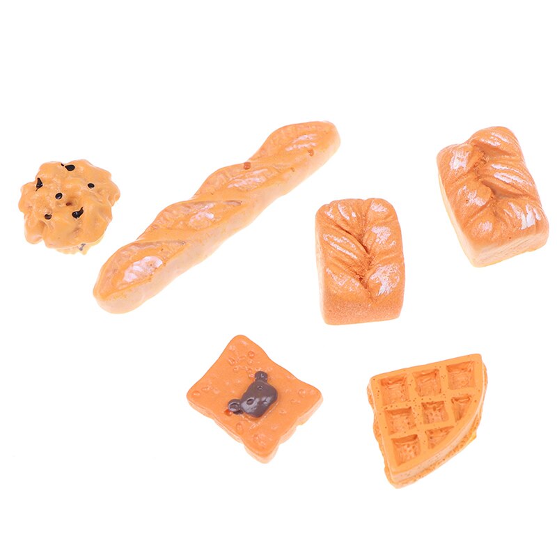 6Pcs/set 1:12 Bakery Bread Kitchen Food Items Miniature Vintage Accessories for Dollhouse Mini Artificial Bread: Default Title