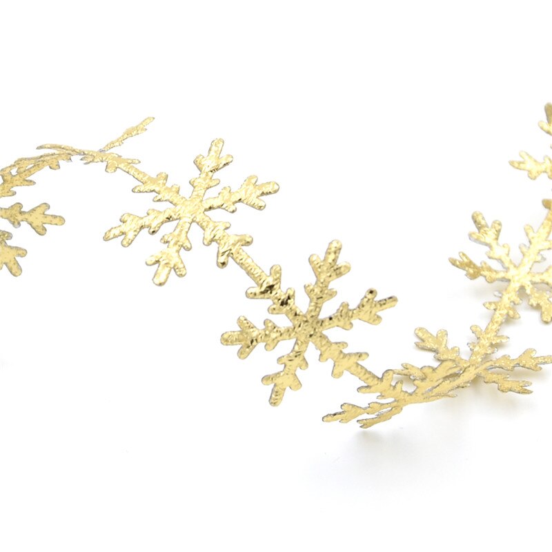 25mm jule snøfnugg trim tre bånd blonder ultralyd preget for bryllupsfest julepynt hjemmetilbehør: Gull -10m