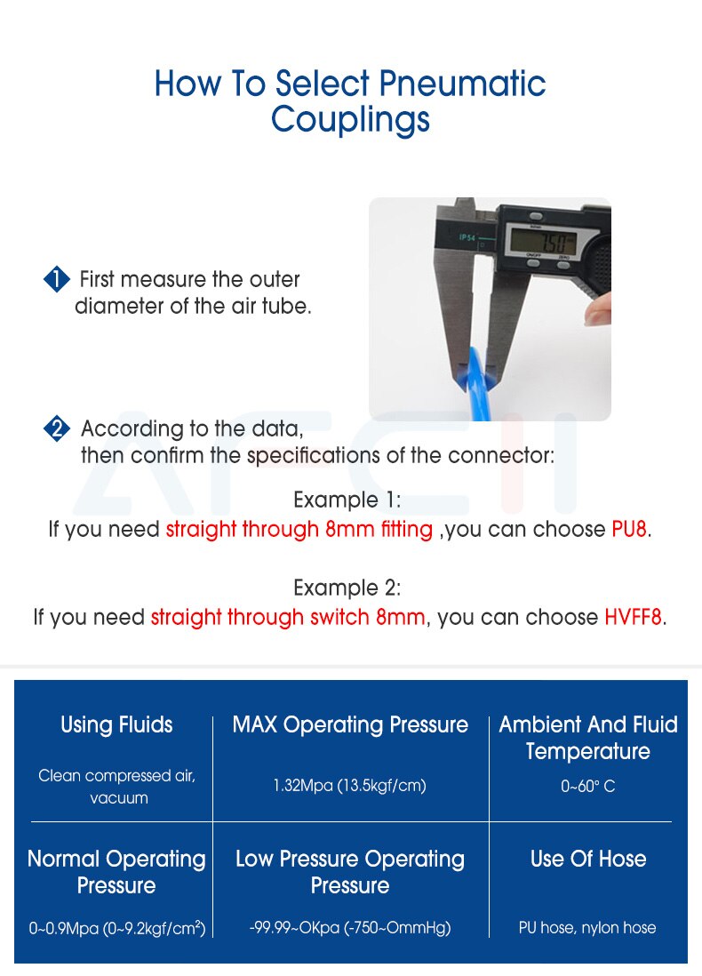 50pcs 100pcs PU Air Pneumatic Fittings Hose Connector PU4 PU6 PU8 PU10 PU12 PU14 PU16