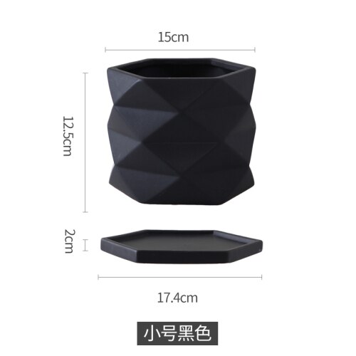 Keramik Blumentopf Geometrische Hexagon Amerikanischen Schreibtisch drinnen und draussen Topf Fleischigen Grünen Dill Rose Topf mit Tablett Heimat Dekor: H