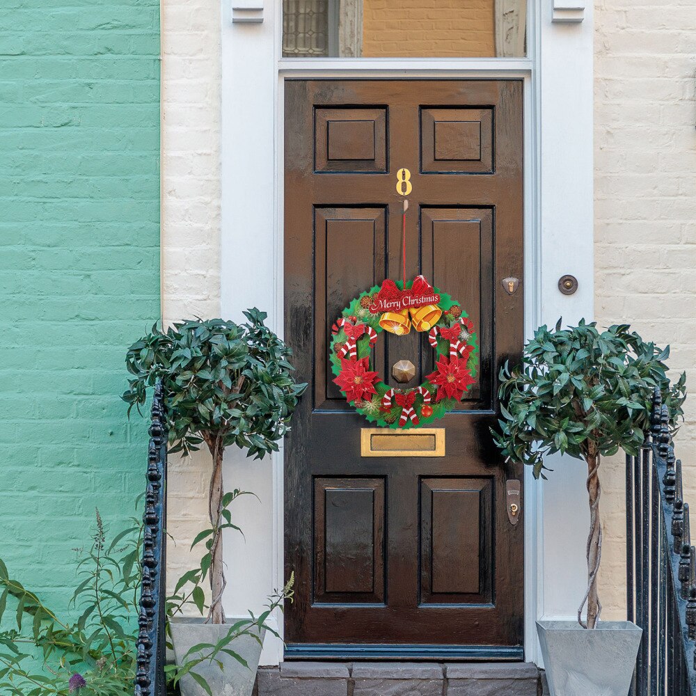 2Pcs Paper Wreath Decorative Wreath Christmas Hanging Wreath Paper Door Wreath Christmas Door Wreath for Window Wall