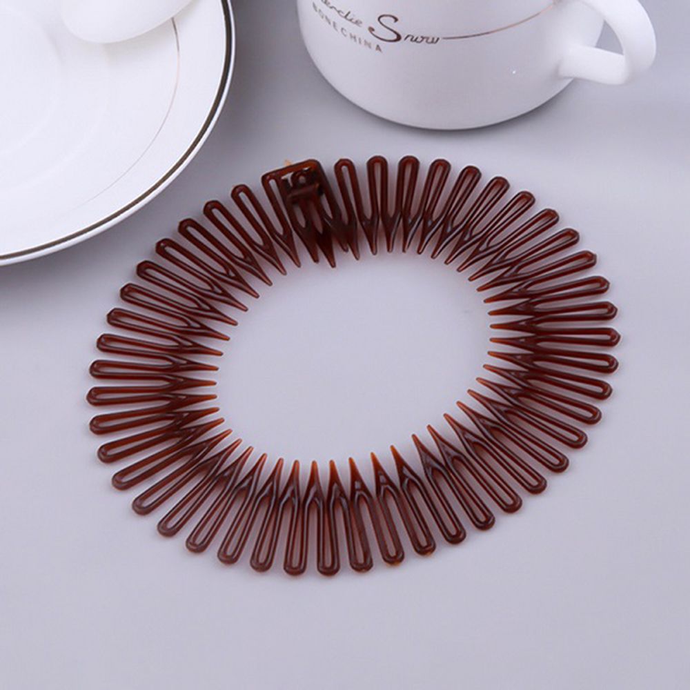 1 PCS Plastic Full Circle Stretch Diamond Flexible Comb Teeth Headband Hair Band Clip Face Wash Fixed Hair Accessories: A coffee