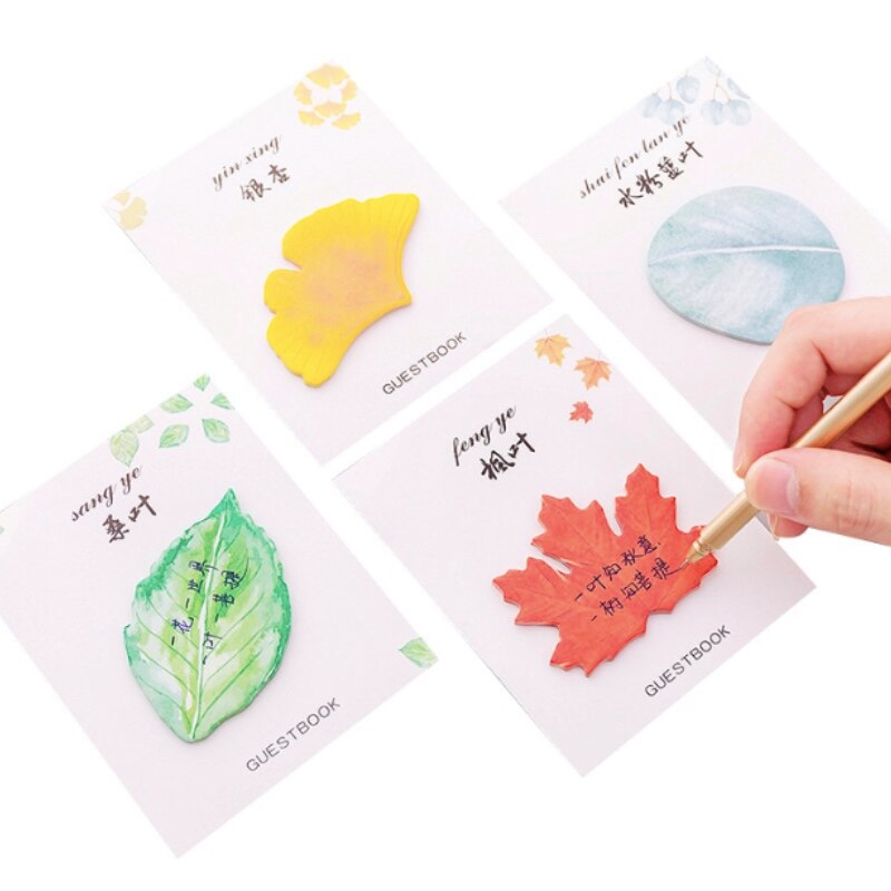 Cute and small fresh leaves post-it note simulation leaf note post N times post message post