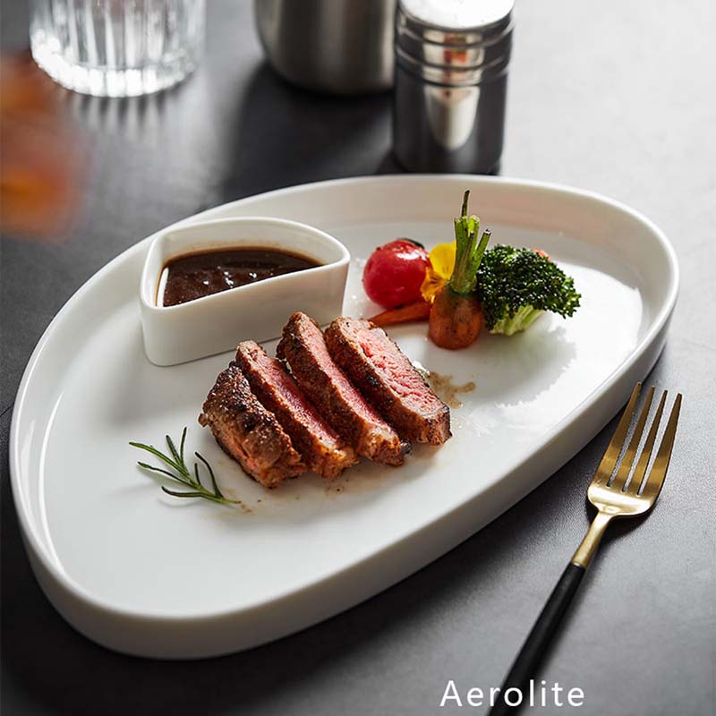 Nordic Witte Westerse Voedsel Plaat Creatieve Westerse Restaurant Steak Regeling Rechte Lichaam Pasta Plaat Dienblad Huishouden