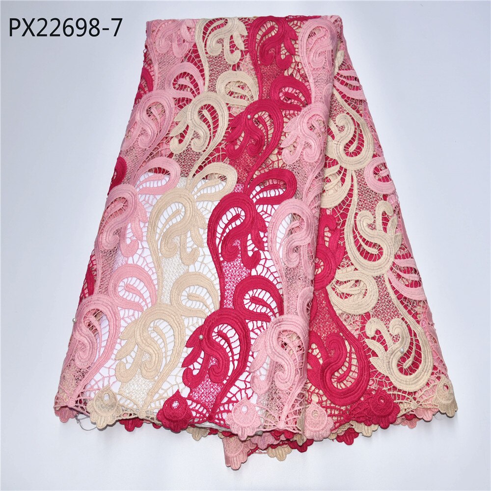 coming African Lace Fabric African Guipure Cord Lace Embroidery wedding cloth use for women dress: 3