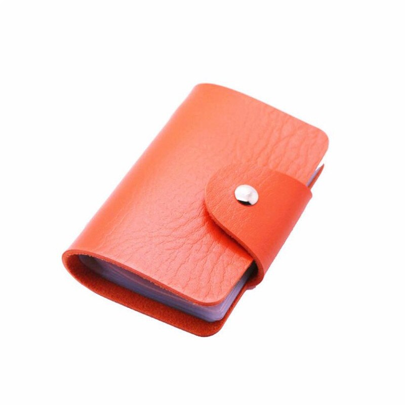 Pu Functie 24 Bits Credit Kaarthouder Effen Kleur Card Case Business Id Card Organizer Draagbare Mannen Vrouwen Portefeuilles Kaarthouder: Oranje