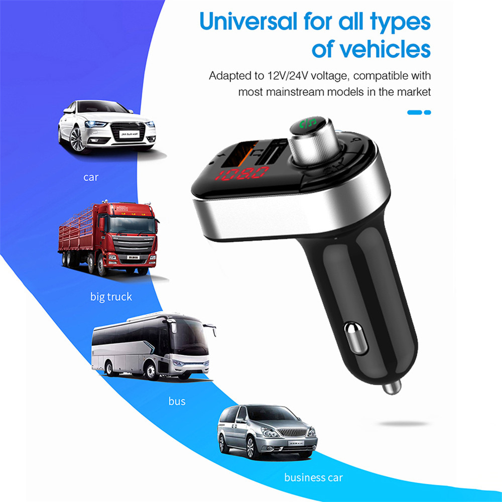 Kebidu fm-transmitter 3.1a dual-usb-autoradio mit bluetooth 5.0, kabelloser freisprecheinrichtung, audioempfänger für  mp3- player, schnellladegerät, autozubehör