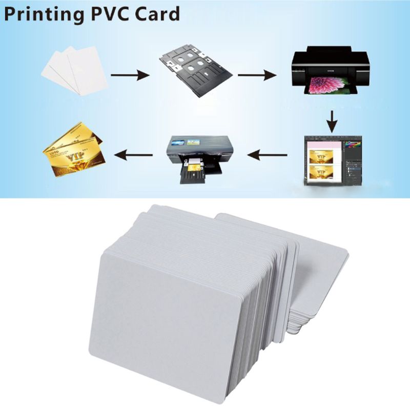 100 Uds blanco Premium tarjetas de identificación de inyección de tinta en blanco PVC plástico blanco doble cara estampada DIY tarjetas de tarjeta de identificación