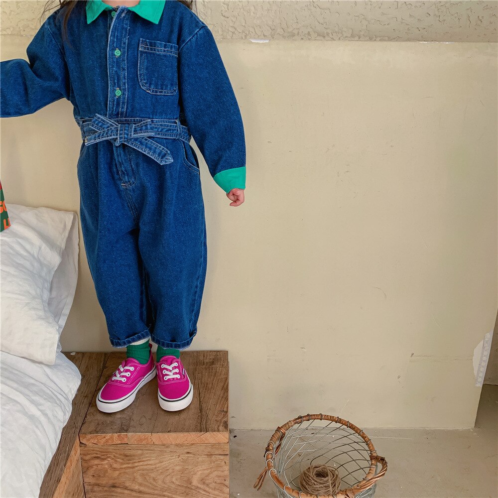 Mono vaquero de manga larga para niño y niña, Peto vaquero de , pantalones vaqueros para niño pequeño, ropa de otoño, novedad de primavera 2022