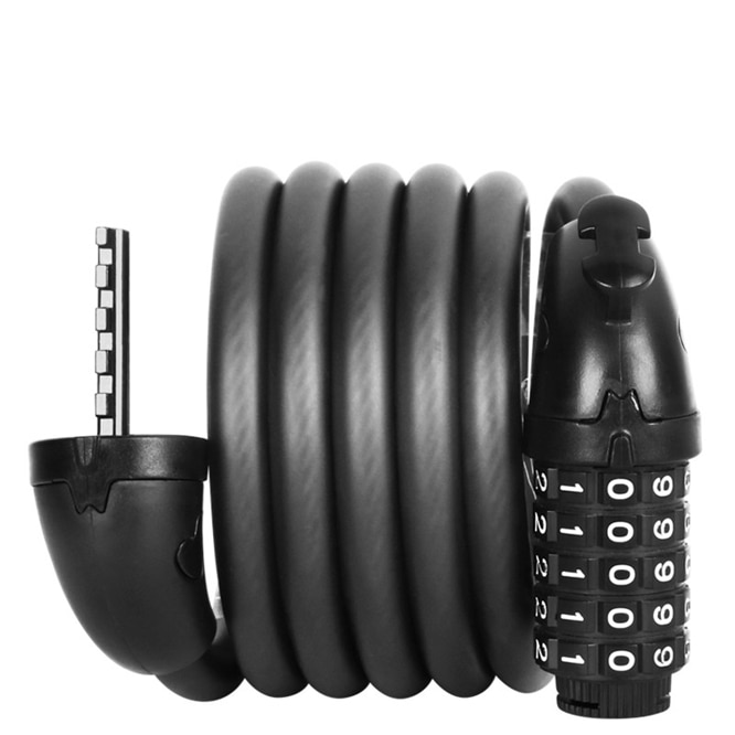 Bike Lock 5 Digit Code Combination Bicycle Security Lock 1200 mm x 12 mm Steel Cable Spiral Bike Cycling Bicycle Lock