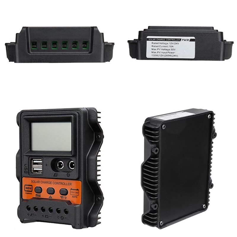 Auto Solar Charge Controller PWM Controller LCD Display Dual USB 5V Output Solar Panel Charger Regulator