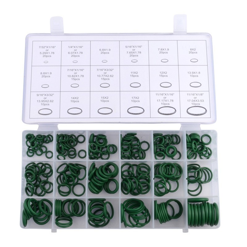 270 stks Rubber O-Ring Pakking Green Metric O ring Afdichtingen Nitril Airconditioning O Ring Seals Washer Kit
