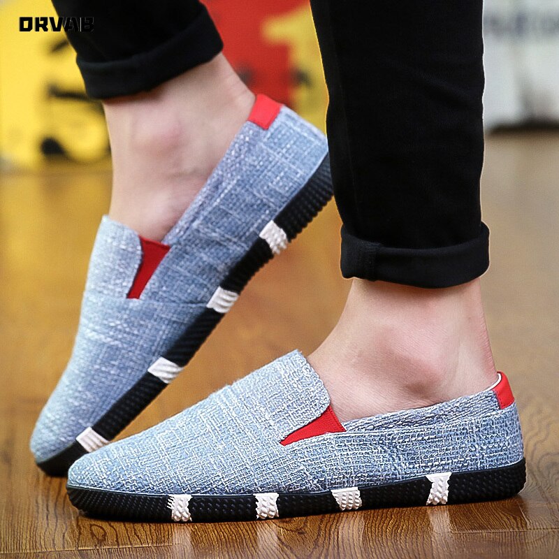 Andningsbara sommarskor herr linne hampa slip-on kör mockasin mjuk bekväma herr sneakers halkfria loafers herr skor casual