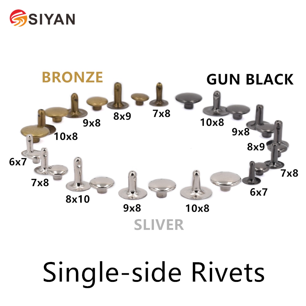 100 8*10mm antieke messing enkelvoudige ronde snelklinknagels punk rock leerbewerking klinknagels