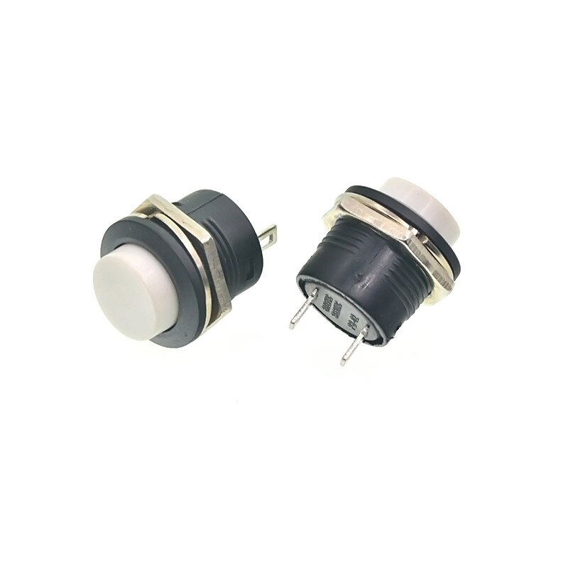 15cm xh2.54 16mm r13-507 16mm 125v 6a 22 awg lille vandtæt selv-reset øjeblikkelig  xh 2.54 2.54mm trykknap switch ledningsnet: Hvid