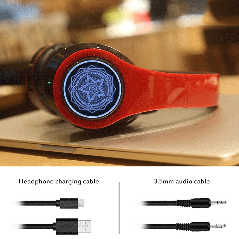 Magic Array Sports Foldable Bluetooth Headset Headset Subwoofer Headset For Mobile Phone PC Computer: 02 red black
