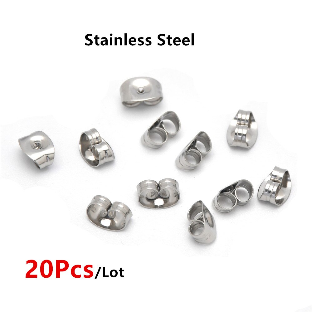 20Pcs/Lot 316 Stainless Steel 3mm Round Ball Stud Earrings Post With Loop For DIY Jewelry Making Finding: Earring back 6mm / Earring back