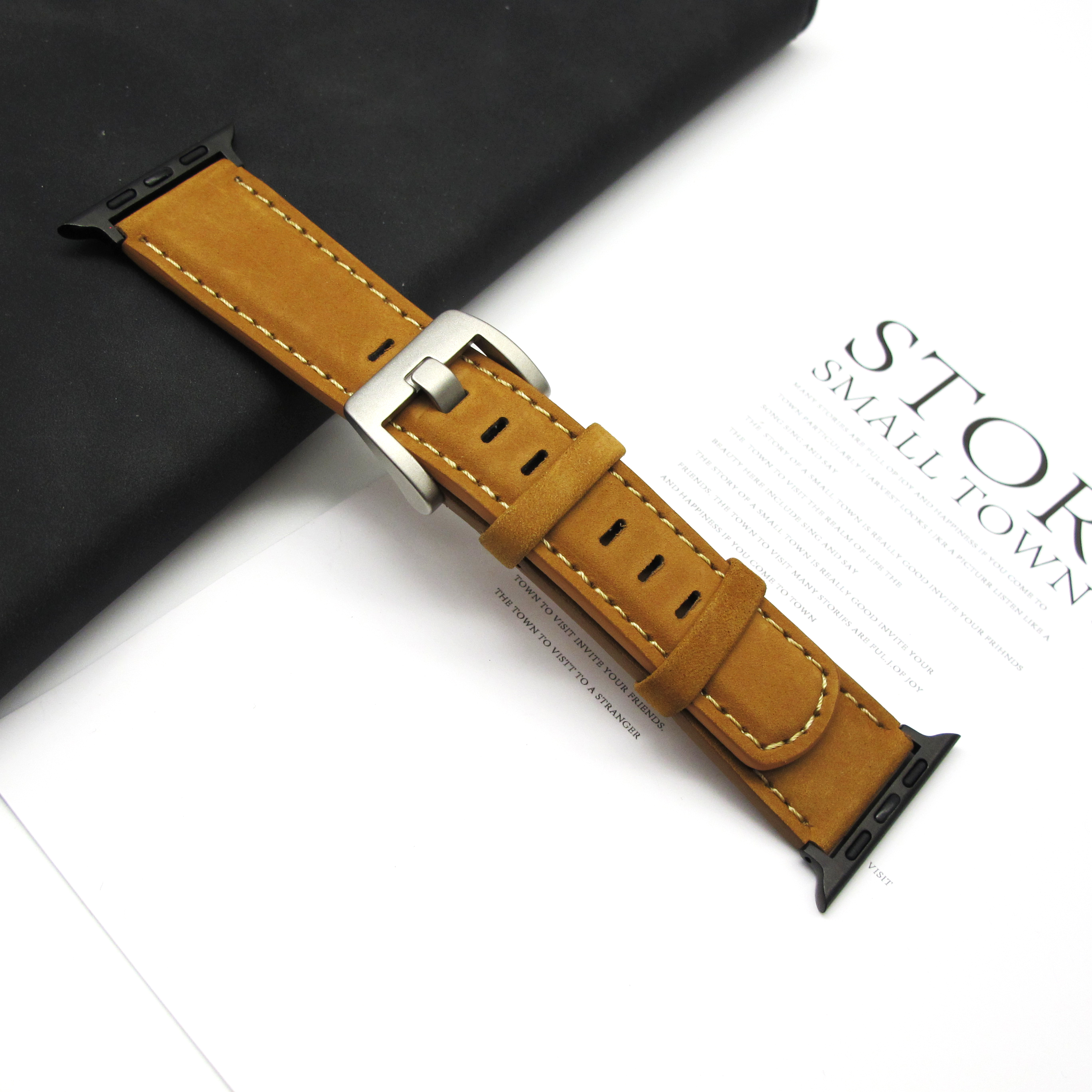 Leather strap for Apple Watch Ultra1 strap 49mm S10 46mm 42mm 45 44 41 40 38mm men's strap for Iwatch series 987654: S / Olive Flak