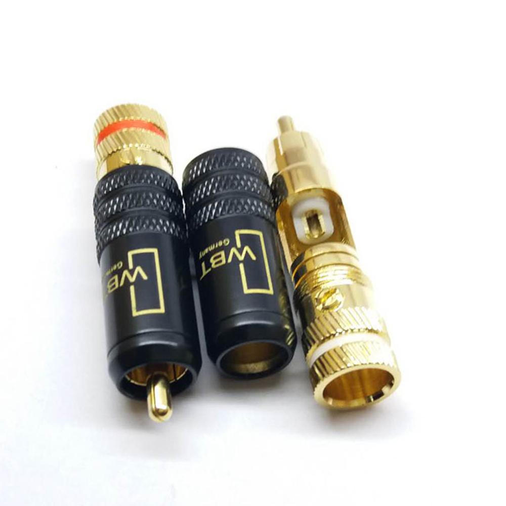Colleimage Hifi 4 stücke verbinden Rca Kabel Verlängerung RCA Stecker WBT 0144 RCA Stecker Lotus Kopf Kupfer RCA Stecker Anschlüsse