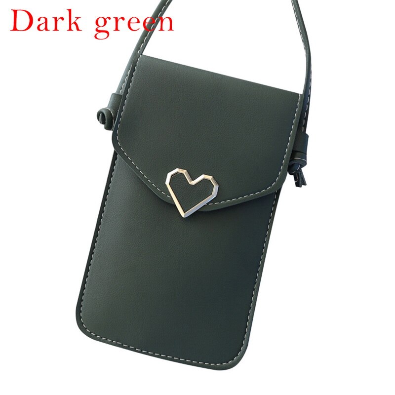 Women's Touch Screen Cell Phone Purse Heart Decor Smartphone Shoulder Bag Solid Phone Wallets Women Leather Card Holder Clutch: 06