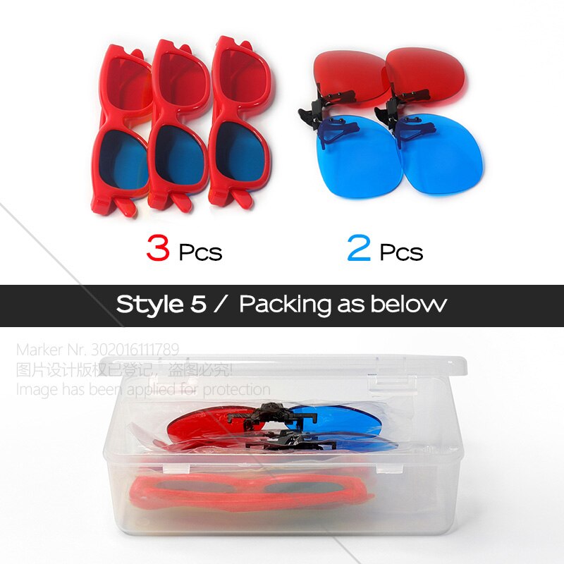 AUN – lunettes 3D rouge-bleu, pour projecteur LED TV 4K 1080P, boîte de cinéma DL02: Package B