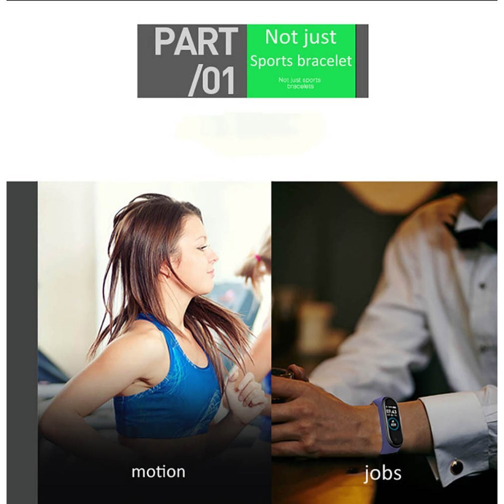 Smart Wristband Smart Activity Tracker M4 Smart Bracelet Smart Band 4 Heart Rate Fitness Tracker Smart Watch for Men Women TFT