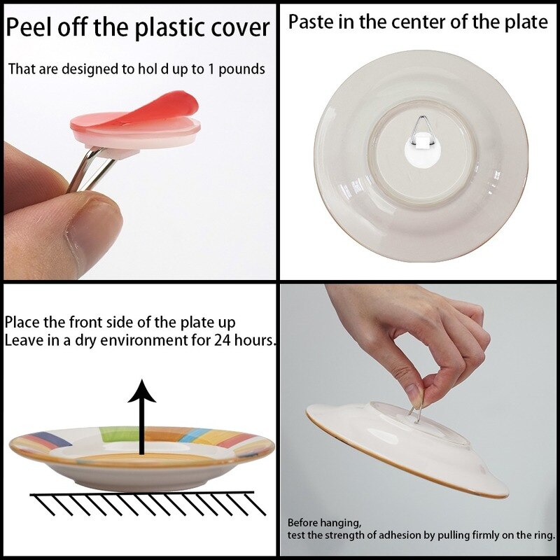 2.2cm Invisible Adhesive Plate for Wall (20 Hanger Vertical The Set Plate Holders Pack )home Accessories Multi-Purpose Hooks
