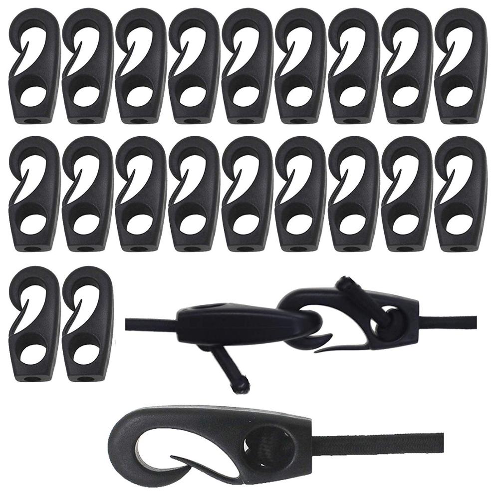 Gancho para cordones Kayak cuerda elástica de nailon Terminal Tabbed S ganchos para cordones de choque 3/16, 13/64, 7/32, 15/64, 1/4, 17/64, 9/32, 19/64, pulgadas