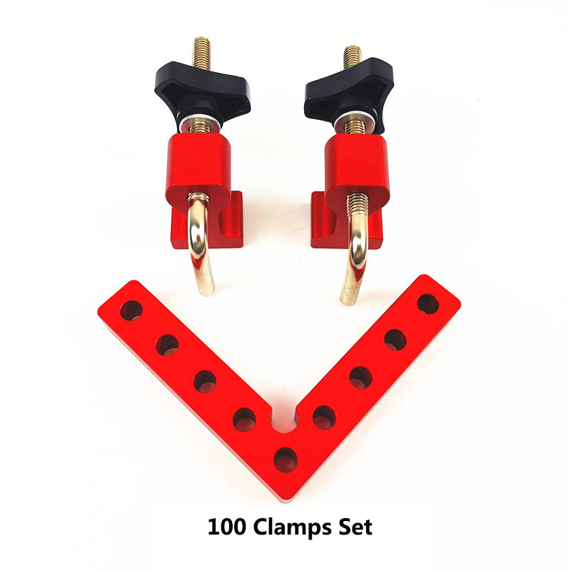 90 Degrees L-Shaped Auxiliary Fixture Woodworking Right Angle Positioning Clamps Auxiliary Positioner Aluminium Corner Ruler: 100mm Clamp Set