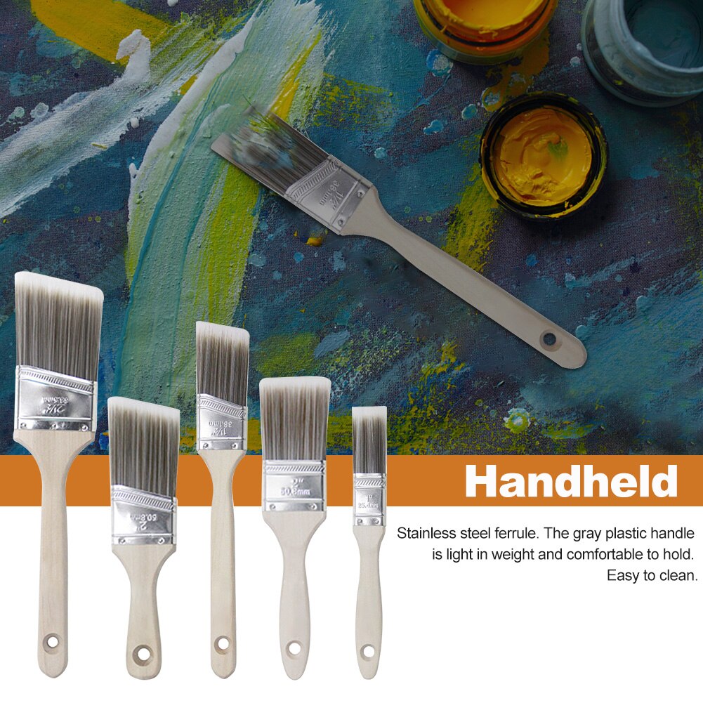 5Pcs Verf Borstel Met Houten Handvat Voor Olie Houtbewerking Verf Tool Schilderij Borstels Set Kunstenaar Penselen