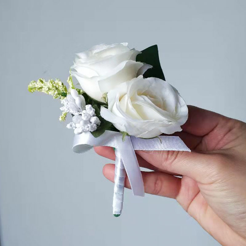 Bride Bouquet Wedding Accessories Silk Roses Artificial Flowers Bridesmaid Bouquet Groom Boutonniere Corsage Wedding Party Decor: Brown