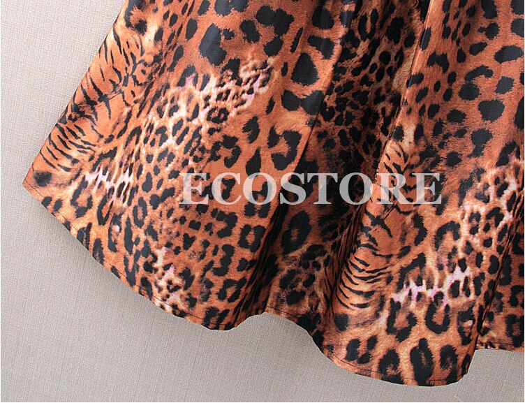 S-XL Oversize Vintage estampado de tigre faldas para mujer nueva Midi Puff cremallera cintura elástica una línea falda de leopardo