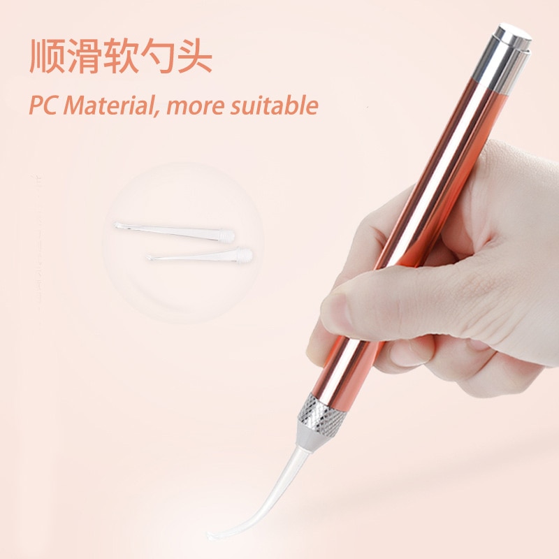 8pcs set Lighing Ear Wax Picker Stainless Steel LED light pick Earwax Remover Curette Ear Care Cleaner Spoon Illuminate Tool Kit