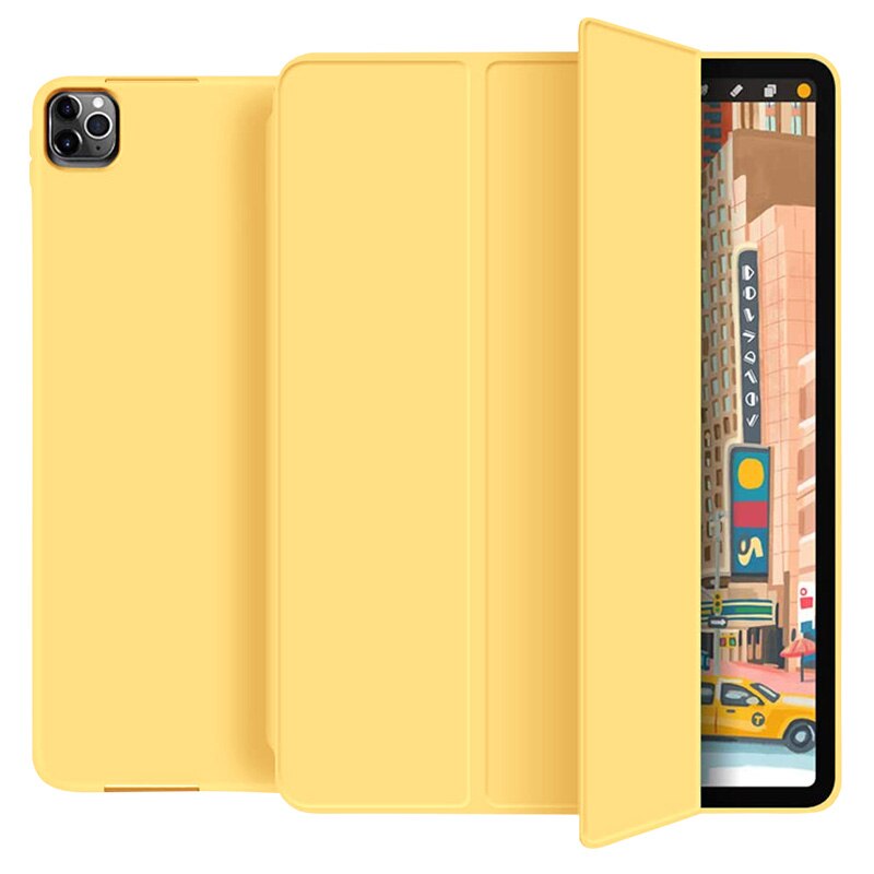Waterproof Protect Case for Apple iPad Pro 11 ) Smart Cover with Pencil Holder: Yellow
