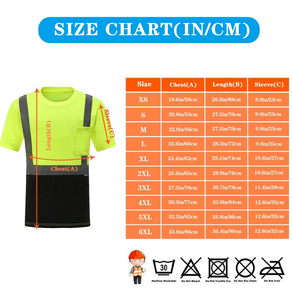AYKRM – T-shirt de travail réfléchissant haute visibilité pour homme et femme, vêtement de sécurité Fluorescent, respirant et estival, XS-6XL