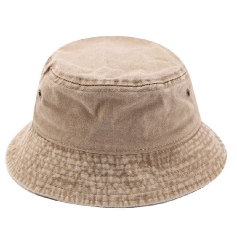 Chapéu de denim lavado vintage, chapéu em branco de jeans, boné de pesca, parte superior reta, chapéu de sol, aba larga, praia, panamá, esportes ao ar livre chapéu do sol: Cáqui