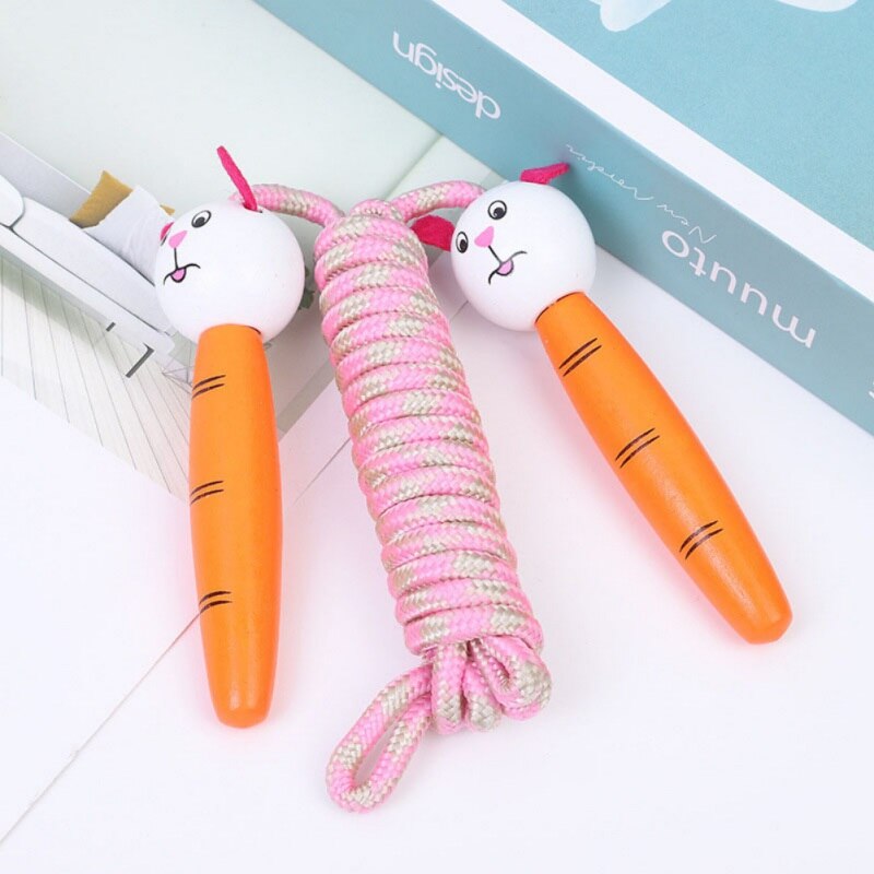 Nuevos juguetes para niños, animales de caricatura de madera, asa para saltar la cuerda, estudiantes de guardería, cuerda de ejercicio, cuerda de salto para Fitness