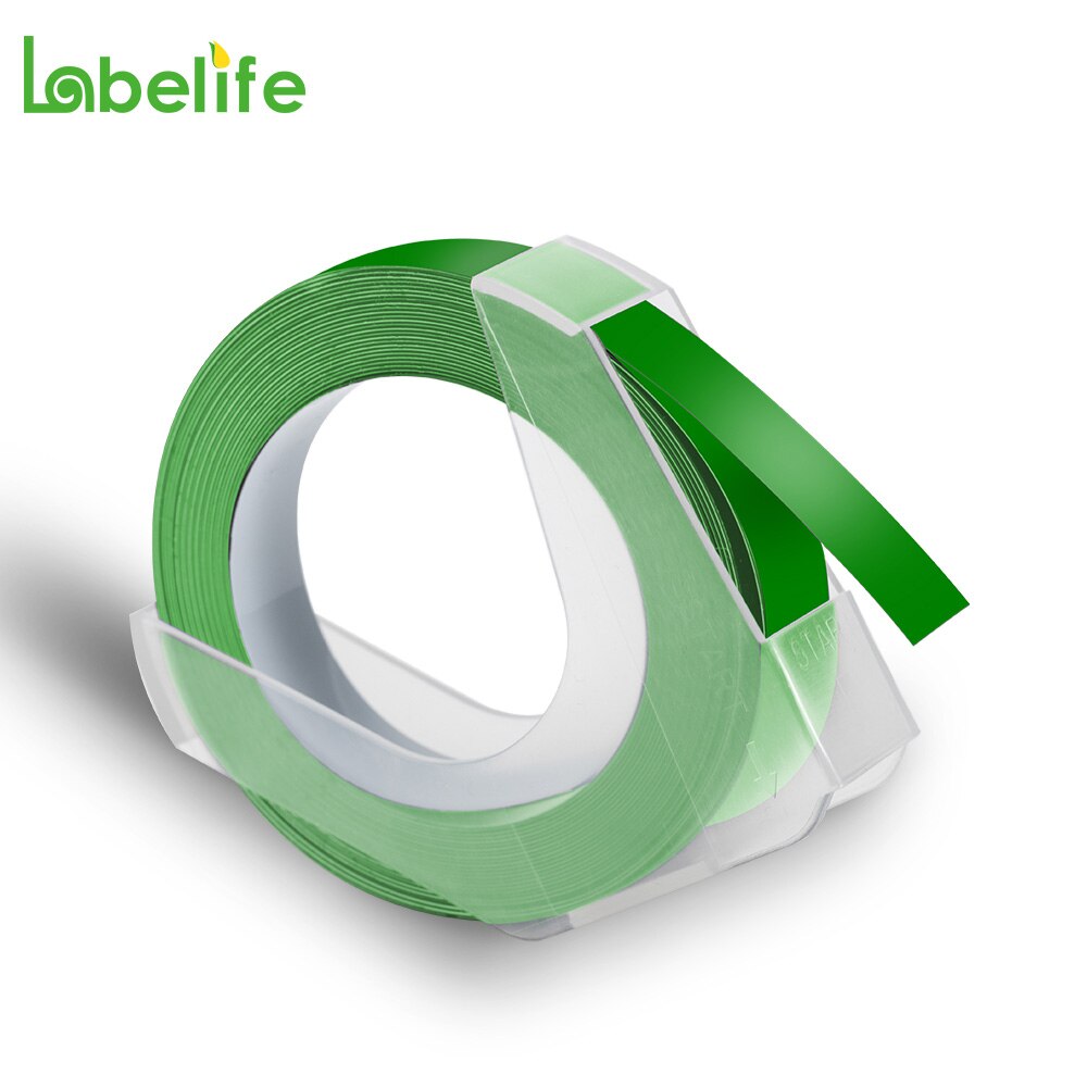 5Pack 9mm 3D Präge PVC Label Bänder Kompatibel für Dymo Label Maker 1880 12965 Manuelle Label Makers für motex E101 DYMO 1610: 5PK White on Green