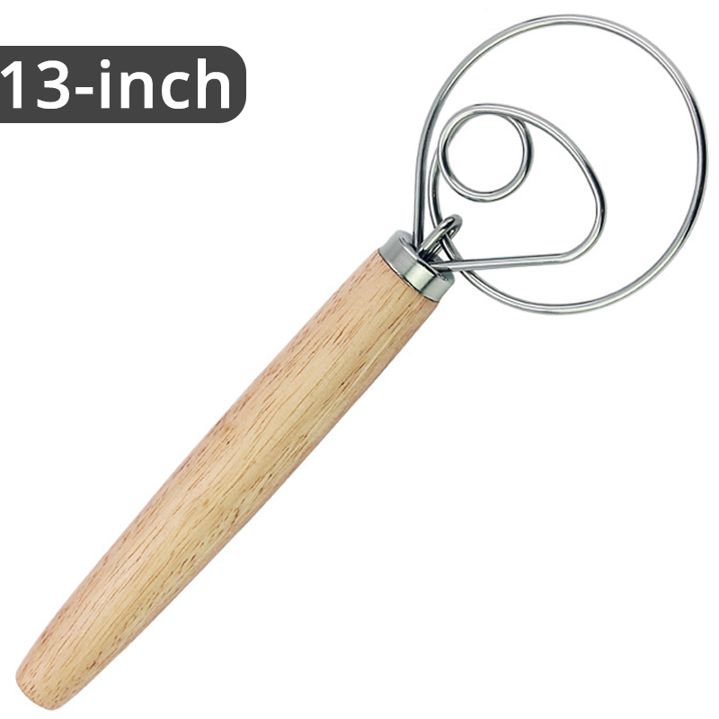 Fouet danois pour pâte à pain, 10 pouces, en acier inoxydable, Style néerlandais, poignée en bois, outils de cuisine, mixeur artistique: BLEU CIEL