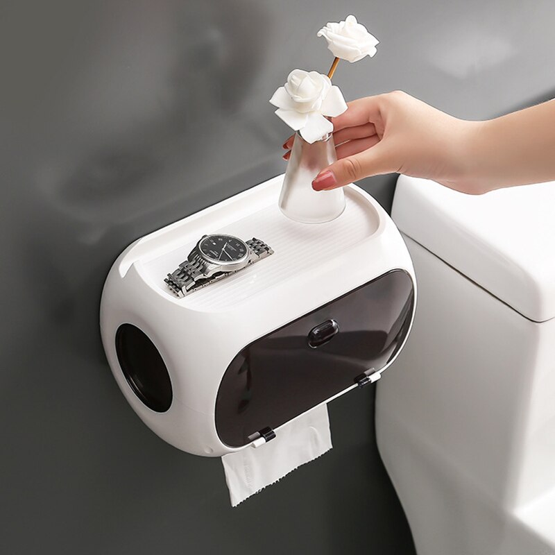 Wall-Mounted Non-Porous Toilet Paper Holder Chinese Toilet Accessories Bathroom Shelf Waterproof Bathroom Accessories