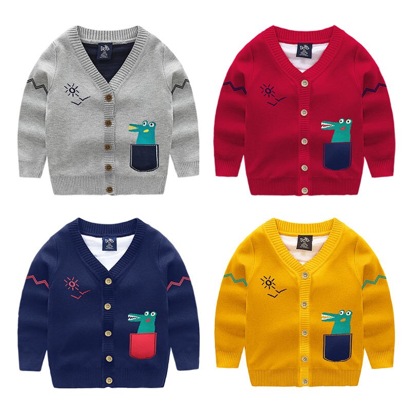 Enfants printemps vêtements coton pull nouveaux enfants bébé enfants fille garçon tricoté pull Cardigan hauts tenue coloré pull